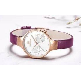 NAVIFORCE NF5001 Purple PU Leather Sub-Dial Chronograph Women's Watch, 2 image