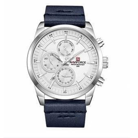 NAVIFORCE NF9148 Navy Blue PU Leather Chronograph Watch For Men