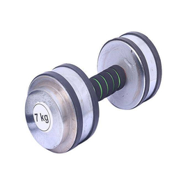 Rubber Dumbbell 7 kg - Silver and Black