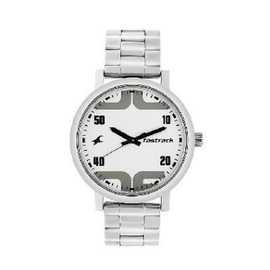Bold White Dial Silver Stainless Steel Strap Watch