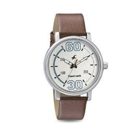 Fastrack Fundamentals White Dial Leather Strap Watch