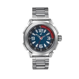 Fastrack Blue Dial Silver Stainless Steel Strap Watch