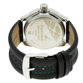Fastrack Green Dial Black Leather Strap Watch, 3 image