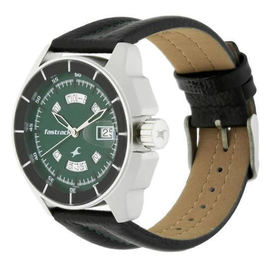 Fastrack Green Dial Black Leather Strap Watch, 2 image