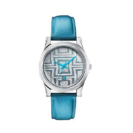 Fastrack Silver Dial Blue Leather Strap Watch