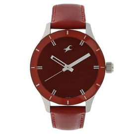 Fastrack Red Leather Strap Watch