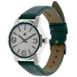 Fastrack Green Leather Strap Watch, 2 image