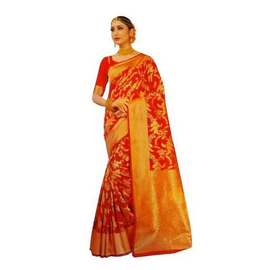 Indian Katan Saree For Women - Red
