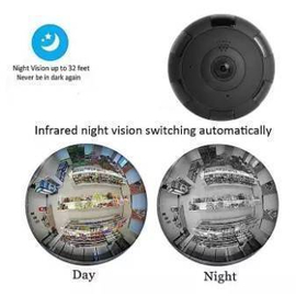 V380 Fisheye Panoramic IP Camera HD Wi-fi Night Vision (Black), 3 image