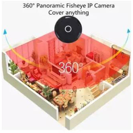 V380 Fisheye Panoramic IP Camera HD Wi-fi Night Vision (Black), 2 image