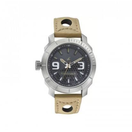 Fastrack Leather Analog Watch for Men  Olive