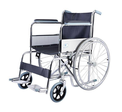 Economy Steel Manual Standard Wheelchair - Black and Silver