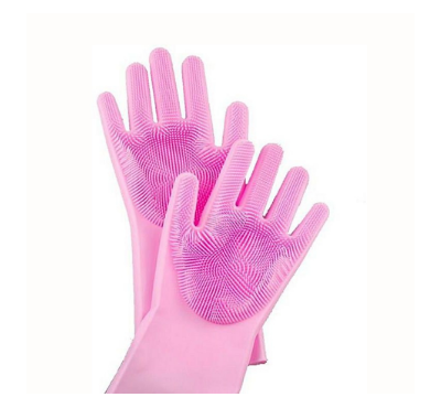 Silicone Dish Washing Kitchen Hand Gloves-Pink