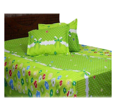Cotton King Size Bed Sheet with Pillow Covers-Lime Green