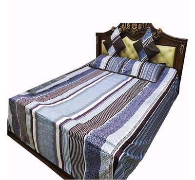 Striped Bed Sheet with Pillow Covers