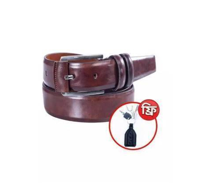 Chocolate Leather Formal Belt For Boys (Key Ring FREE)