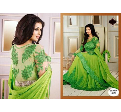 Unstiched Green Georgette Gown For Women