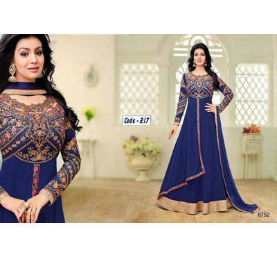 Unstiched Nevy Blue Georgette Gown For Women
