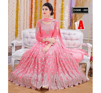 Unstiched Pink Georgette Gown For Women