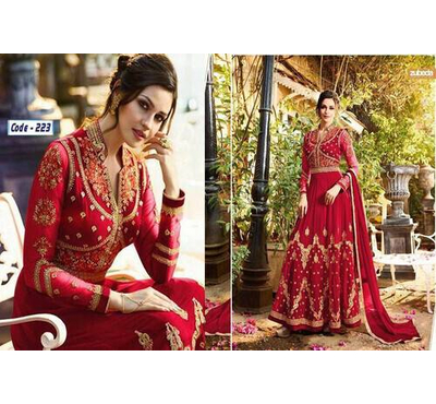 Unstiched Red Georgette Gown For Women