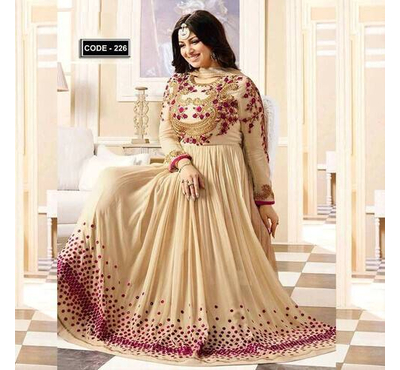 Unstiched Off White Georgette Gown For Women