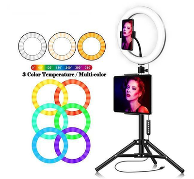 12" RGB LED Soft Ring Light with Tripod Stand for Photography Makeup YouTube Video Shooting Selfie