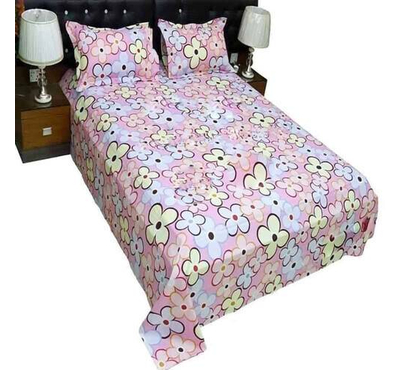 Floral King Size Bed Sheet-Multicolor