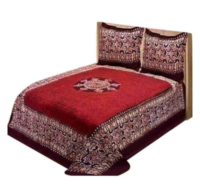 King Size Batik Printed Bed Sheet-Red