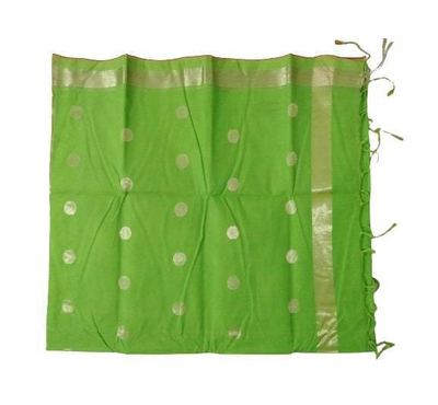 Parrot Green Cotton Saree For Women