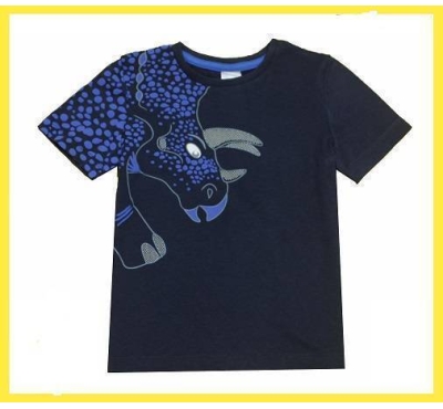 Navy Blue Rhinocero Print Boys T-Shirt