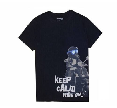 Black Keep Calm Ride Print Boys T-Shirt