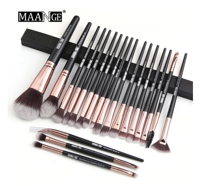 MAANGE 20pcs Makeup Brushes Black Golden Color With Pouch