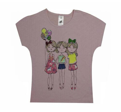 Pink Doll Print Girls T-Shirt