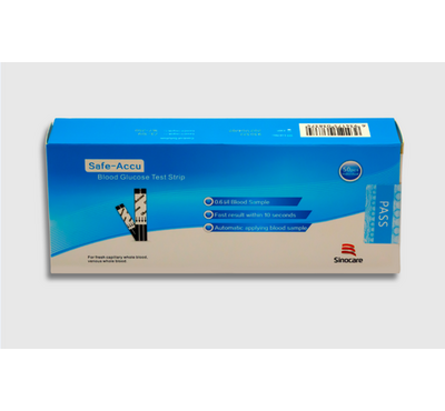 Safe-Accu Blood Gluco Strips in Foil pack 50 Pcs