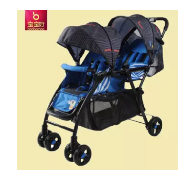 BBH Twin Baby Stroller Premium Prams- Blue