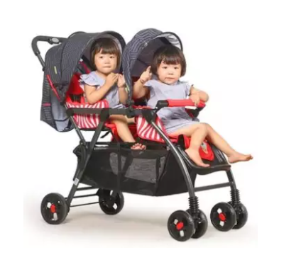 BBH Twin Baby Stroller Premium Prams- Red