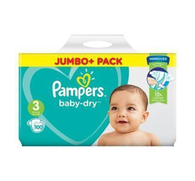 Pampers Baby Dry Jumbo Size 3 (6-10 KG)  (100 Pcs)
