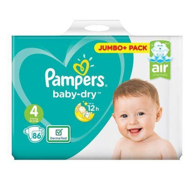 Pampers Baby Dry Jumbo Size 4 (9-14 KG)  (86 Pcs)