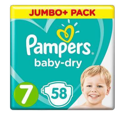 Pampers Baby Dry Jumbo Size 7  (15+ KG) (58 Pcs)