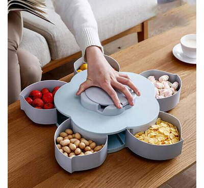 Flower Candy Box For Dry Fruit Candy Chocolate Snacks Storage Box Masala Box Serving Rotating Tray For Home Kitchen