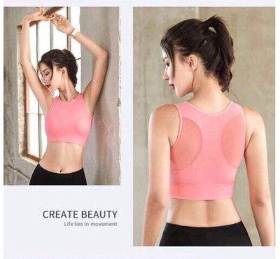 All In One (Sports Bra and Blouse)-Salmon, Size: M
