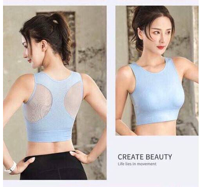All In One (Sports Bra and Blouse)-Light Blue, Size: M