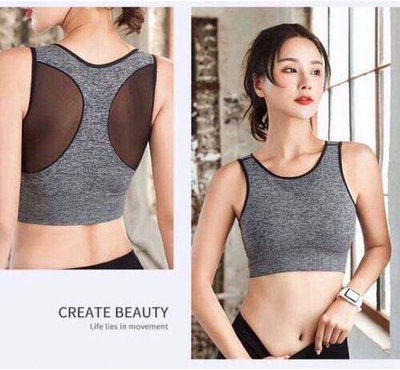 All In One (Sports Bra and Blouse)-Gray, Size: M