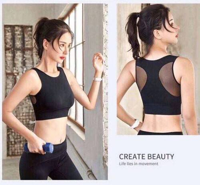 All In One (Sports Bra and Blouse)-Black, Size: M