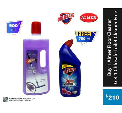 Buy 1 Almer Floor Cleaner (Lavender) 900ml Get 1 Chlosafe Toilet Cleaner 750ml Free.
