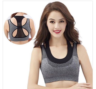 Very High Quality Active Wear Sports Bra- Gray, Size: M