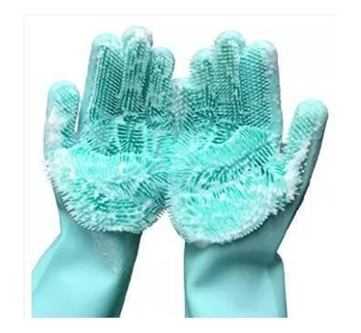 Silicone Cleaning Gloves with Wash Scrubber Reusable Brush Dish