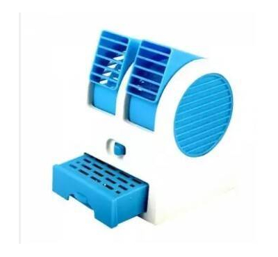 White and Blue Air Conditioner Shaped Mini Double Cooler Fan
