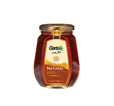 Clariss Natural Honey: 500gm Octagonal Glass Bottle