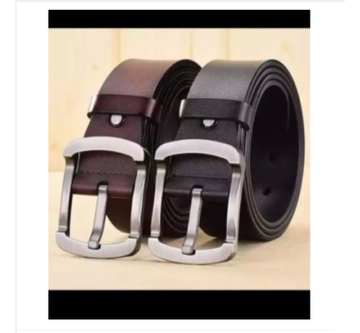 Black and Chocolate 2 Pcs Artificial Leather Belt For Men